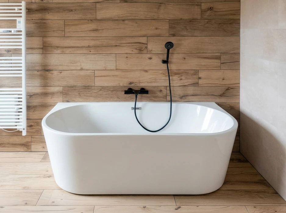 Salle de bain moderne rénovée, sans personnage
