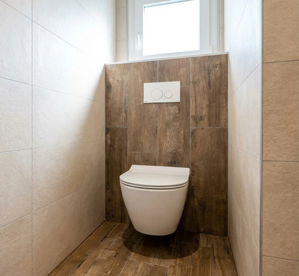 Salle de bain moderne rénovée, sans personnage